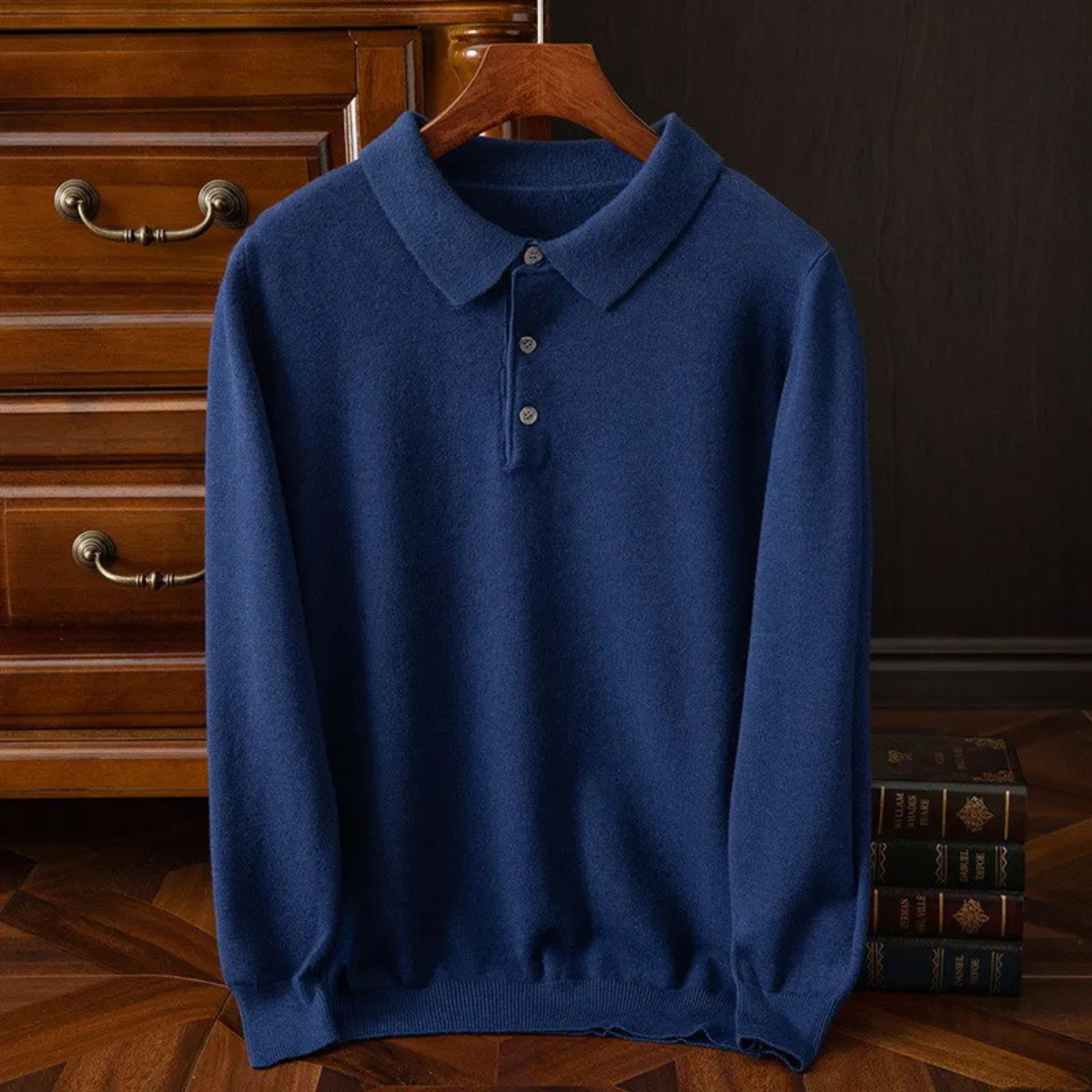 The Silverhaven Men’s Soft Cashmere Polo Collar Knit Sweater