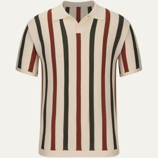 The Pinecrest Hill Men’s Vintage Striped Knit Polo Shirt