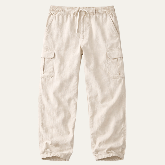 The Maplecrest Men’s Loose Fit Multi Pocket Cotton Linen Cargo Pants
