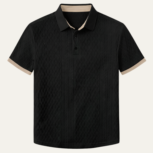 The Cedarcrest Park Men’s Elegant Textured Polo Shirt with Contrast Collar