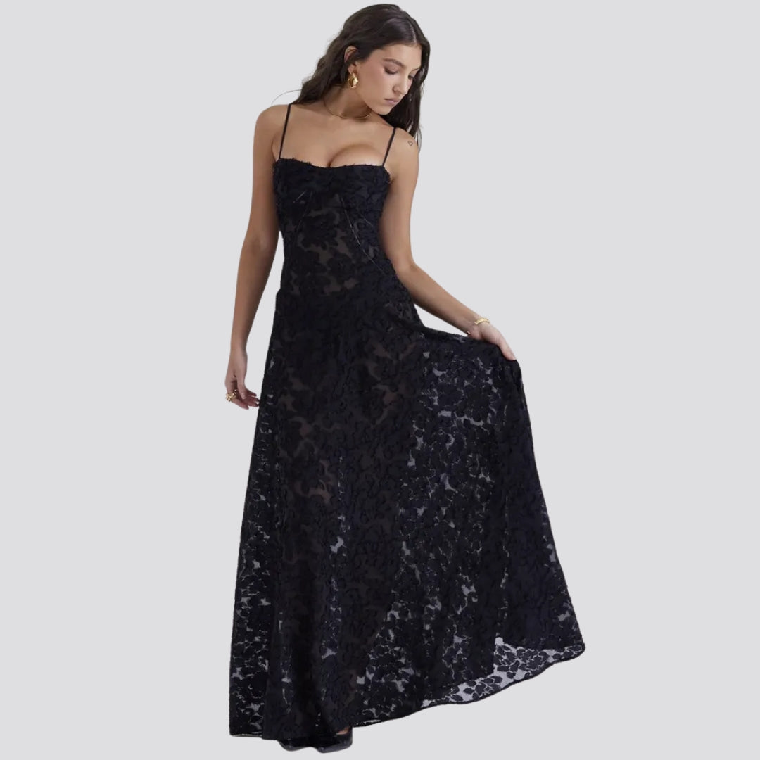 Women's Satin Gown with Structured Bodice