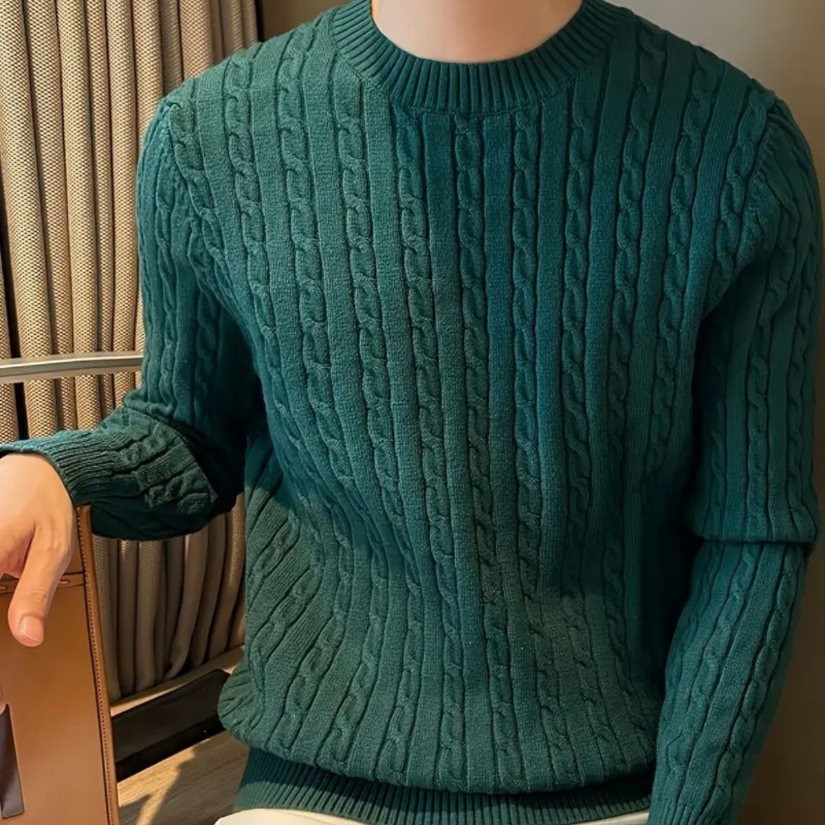 The Versailles Cashmere Merino Wool Knit Sweater for Men - Green
