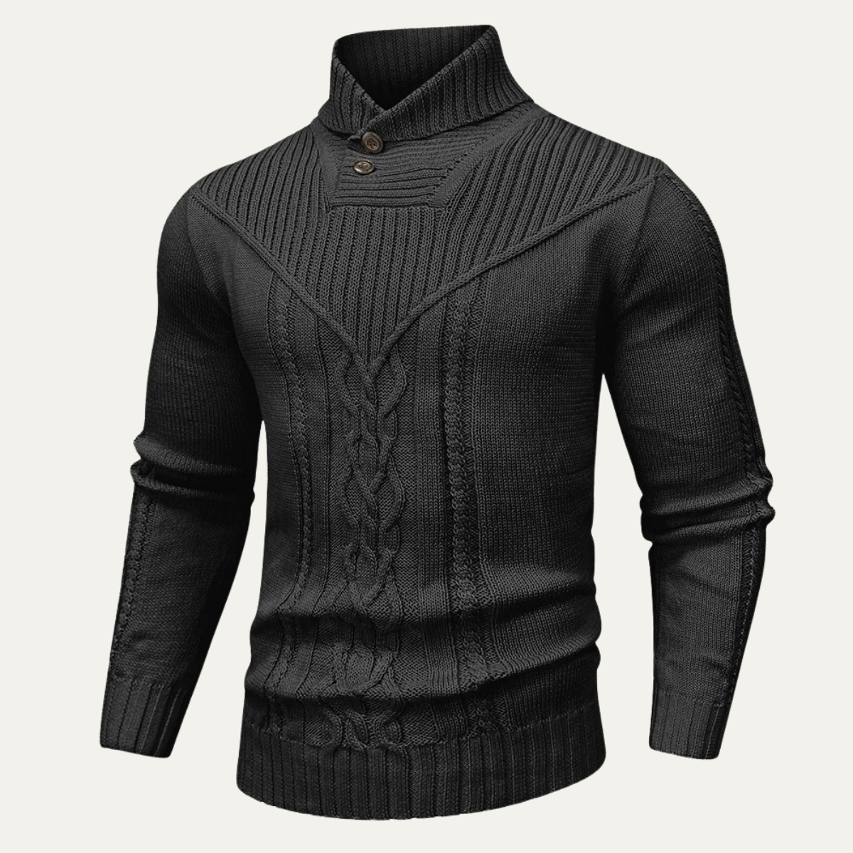 The Stockbridge Men’s Ribbed Knit Button Neck Winter Sweater