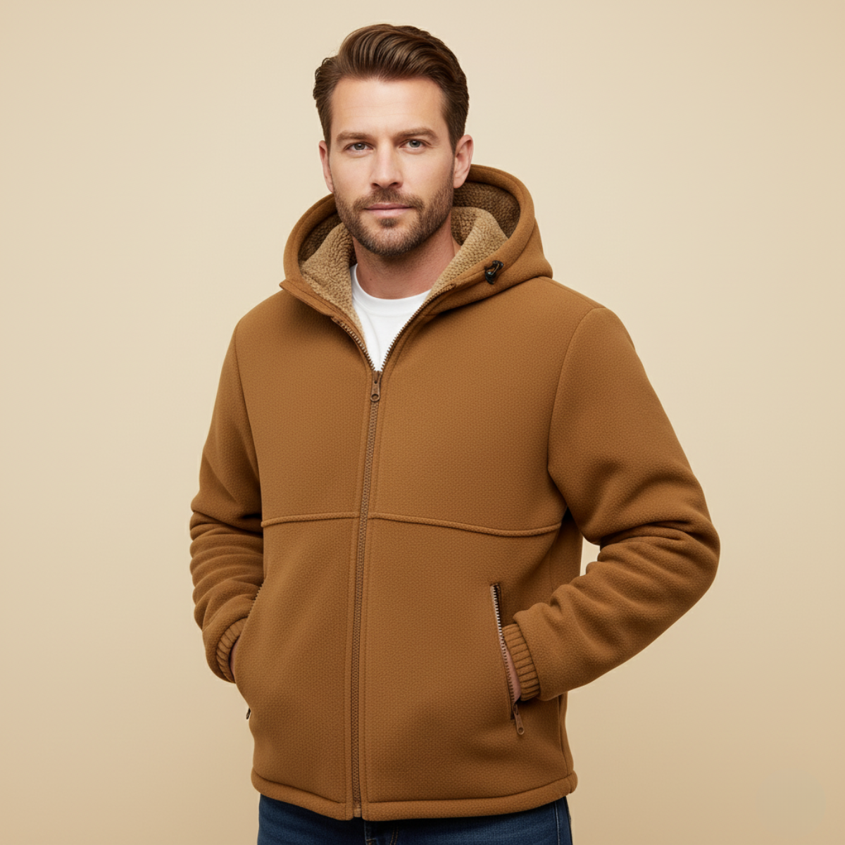 The Hearthstone Men’s Fleece Lined Warm Hooded Jacket