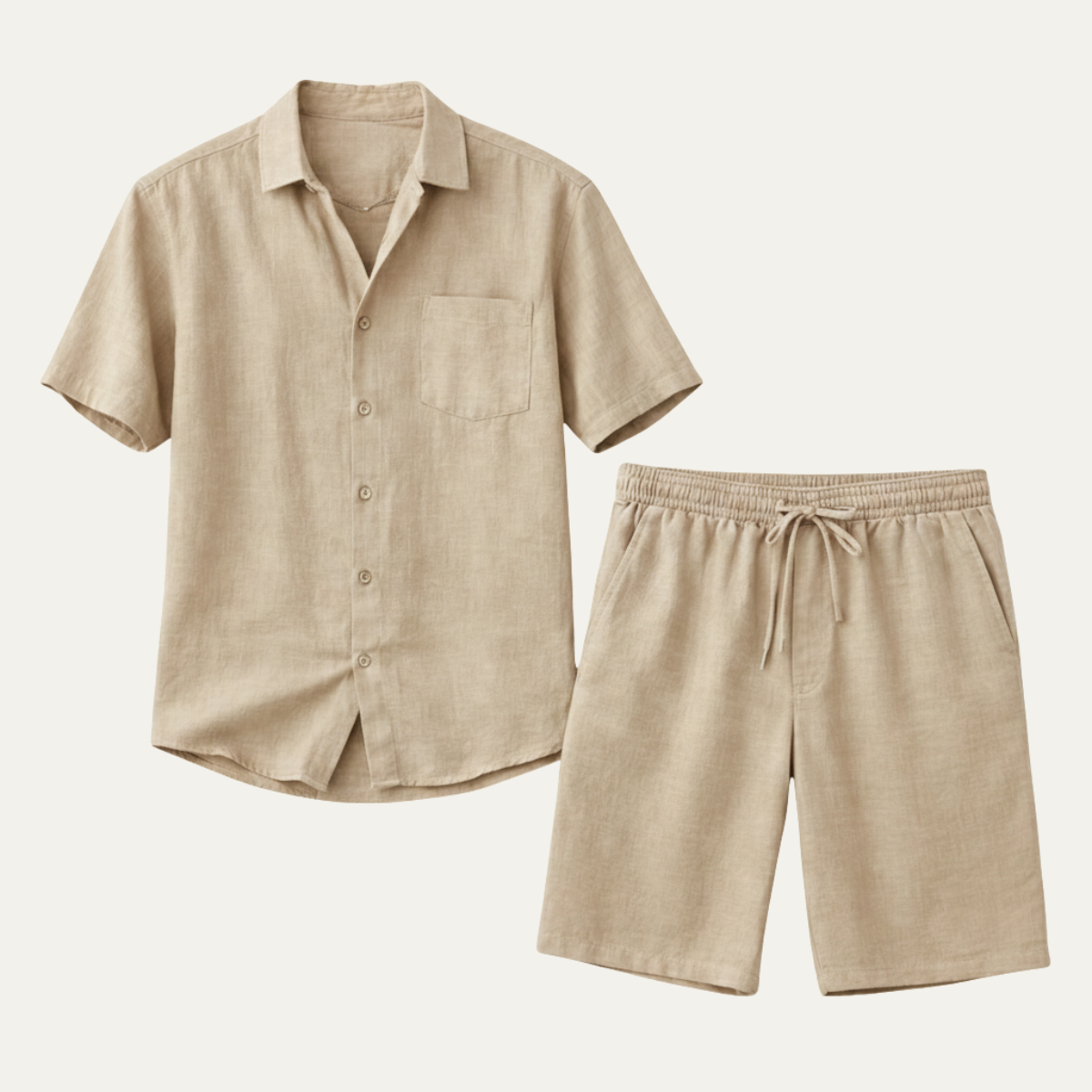 The Glenhill Men’s Lightweight Summer Linen Set –Shirt & Shorts