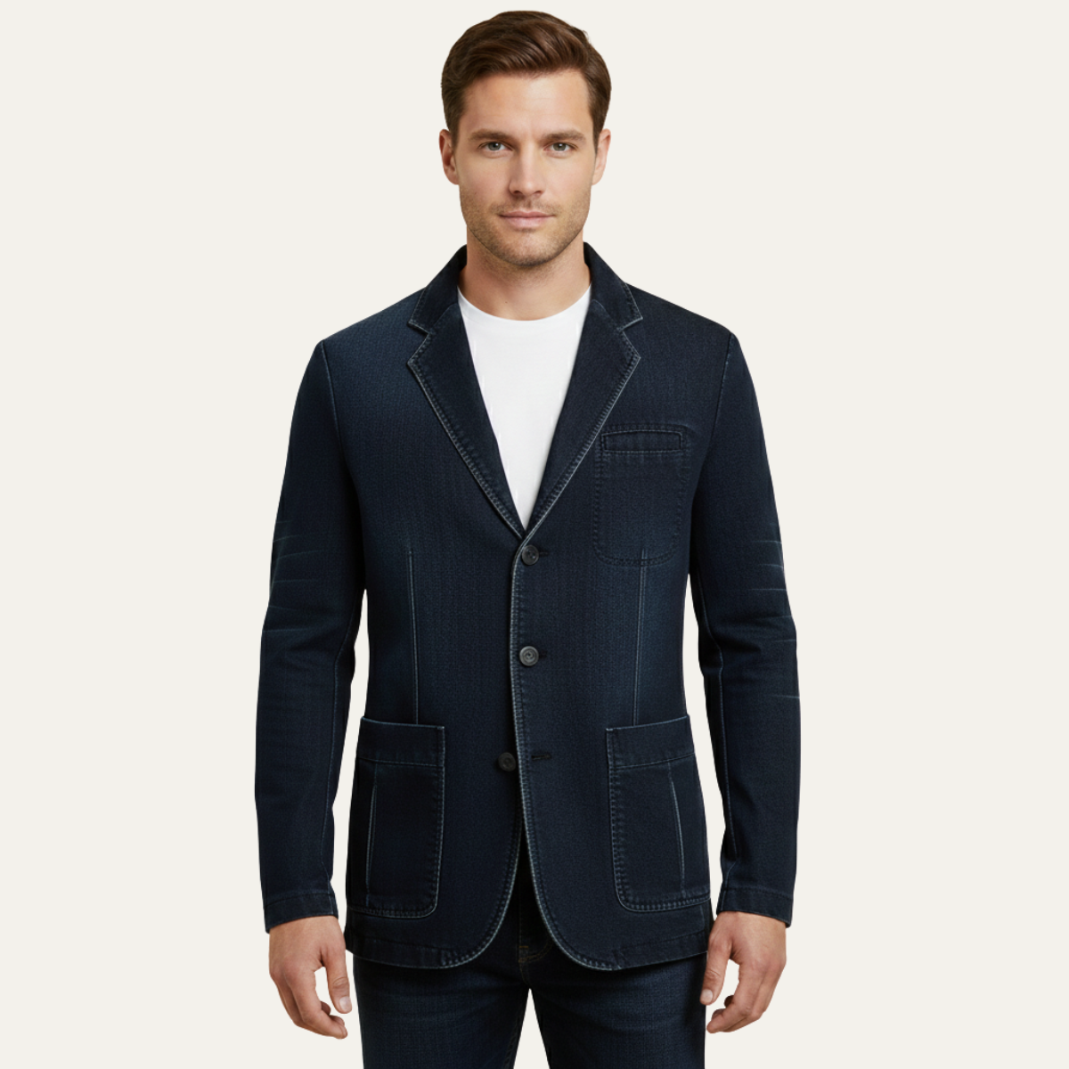 The Maplecrest Men’s Washed Vintage Denim Blazer Jacket