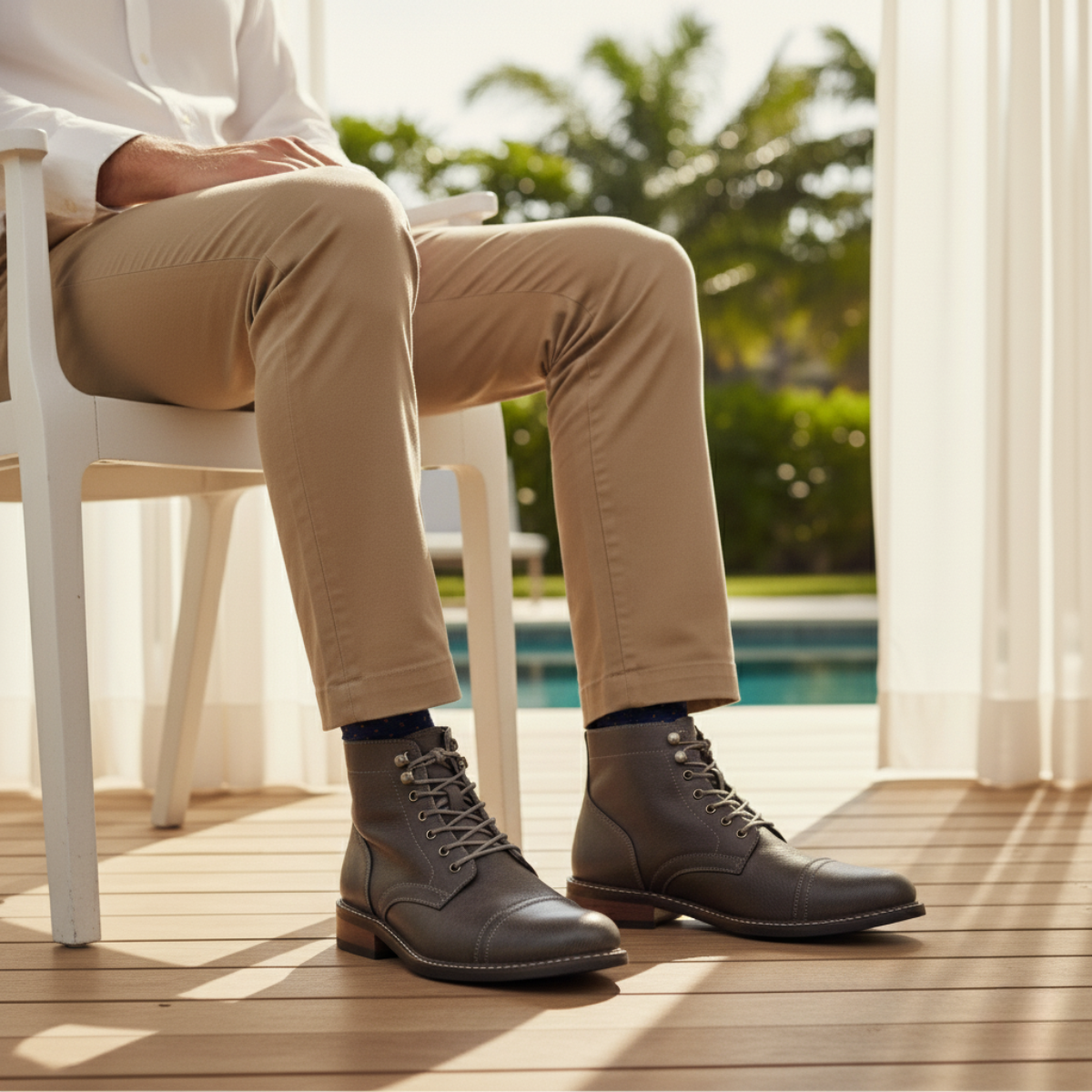 The Porto Cervo Men’s Durable Leather Lace Up Ankle Boots