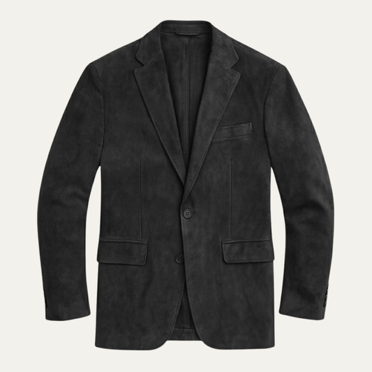The Policoro Men’s Single Breasted Suede Blazer with Notched Lapel - Wedding Guest