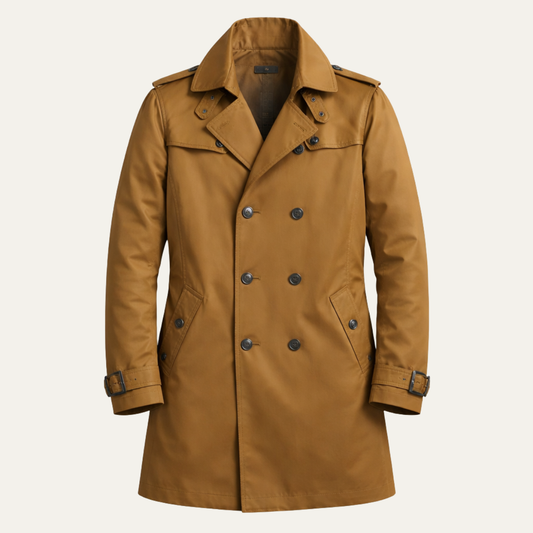 The Brackenridge Men’s Slim Fit Cotton Notched Collar Trench Coat