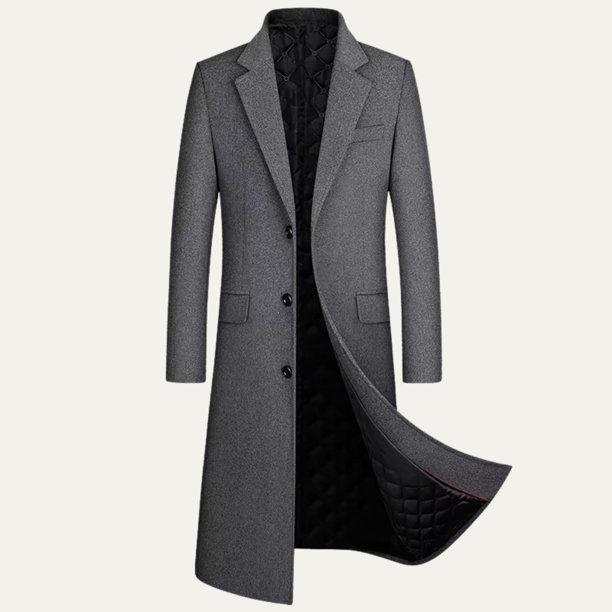 The Gold Coast Men’s Classic Long Wool Blend Business Overcoat