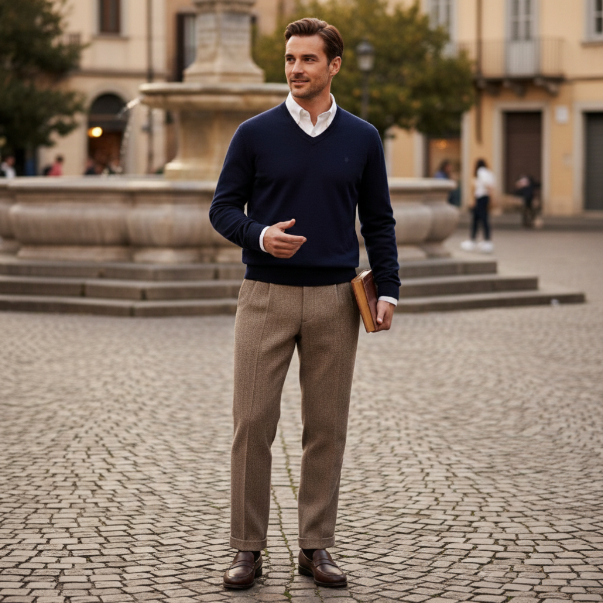 The Hawkington Men’s Vintage Herringbone Straight Leg Pants