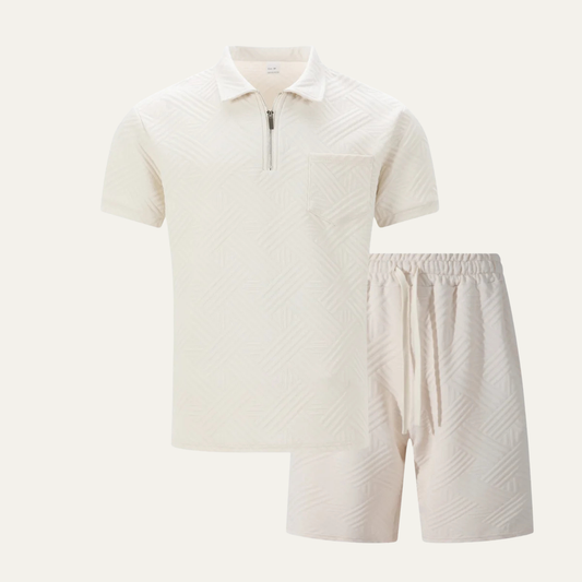 The Brookview Men’s Jacquard Casual Summer Set – Shirt & Shorts