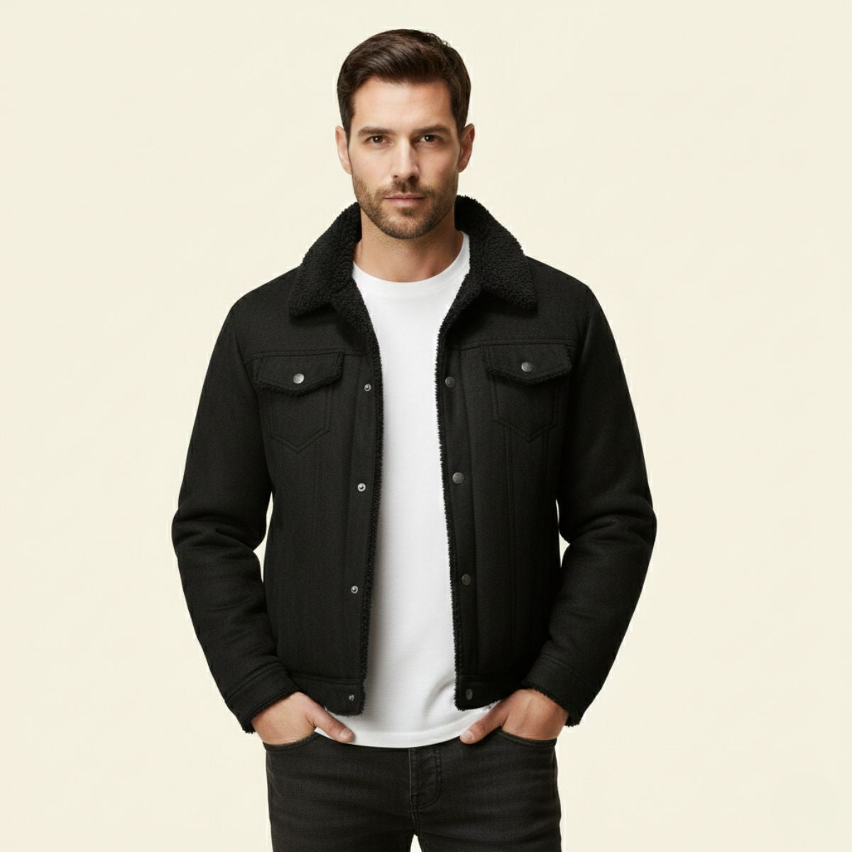 The Braxton Men’s Shearling Vintage Leather Jacket