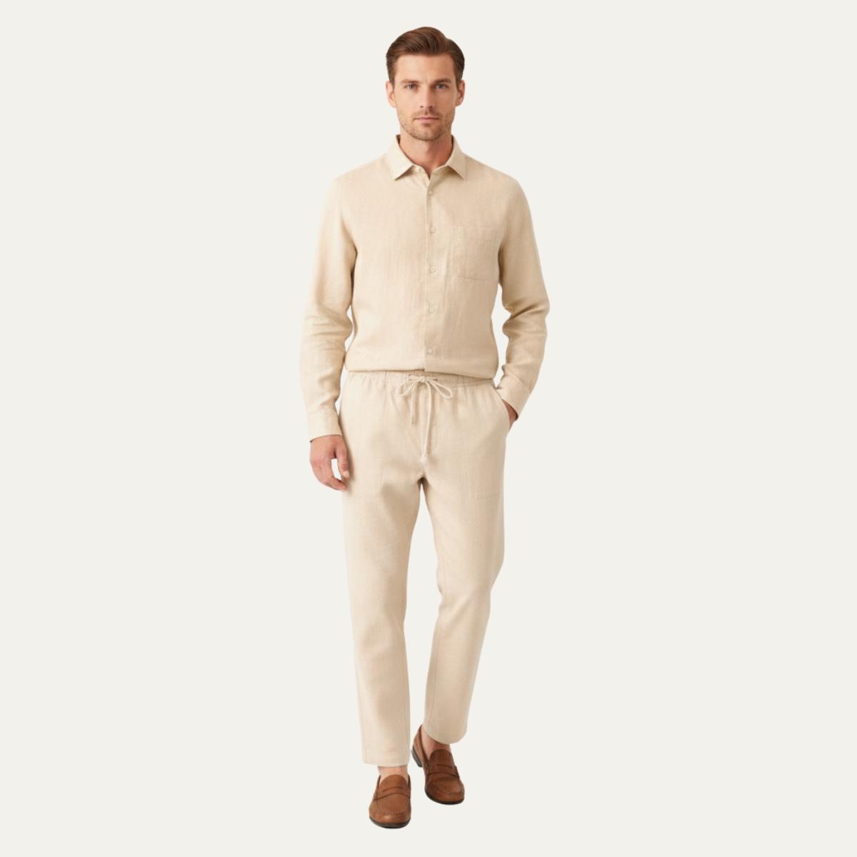 The Brookfield Men’s Casual Breathable Summer Set – Shirt & Pants Set