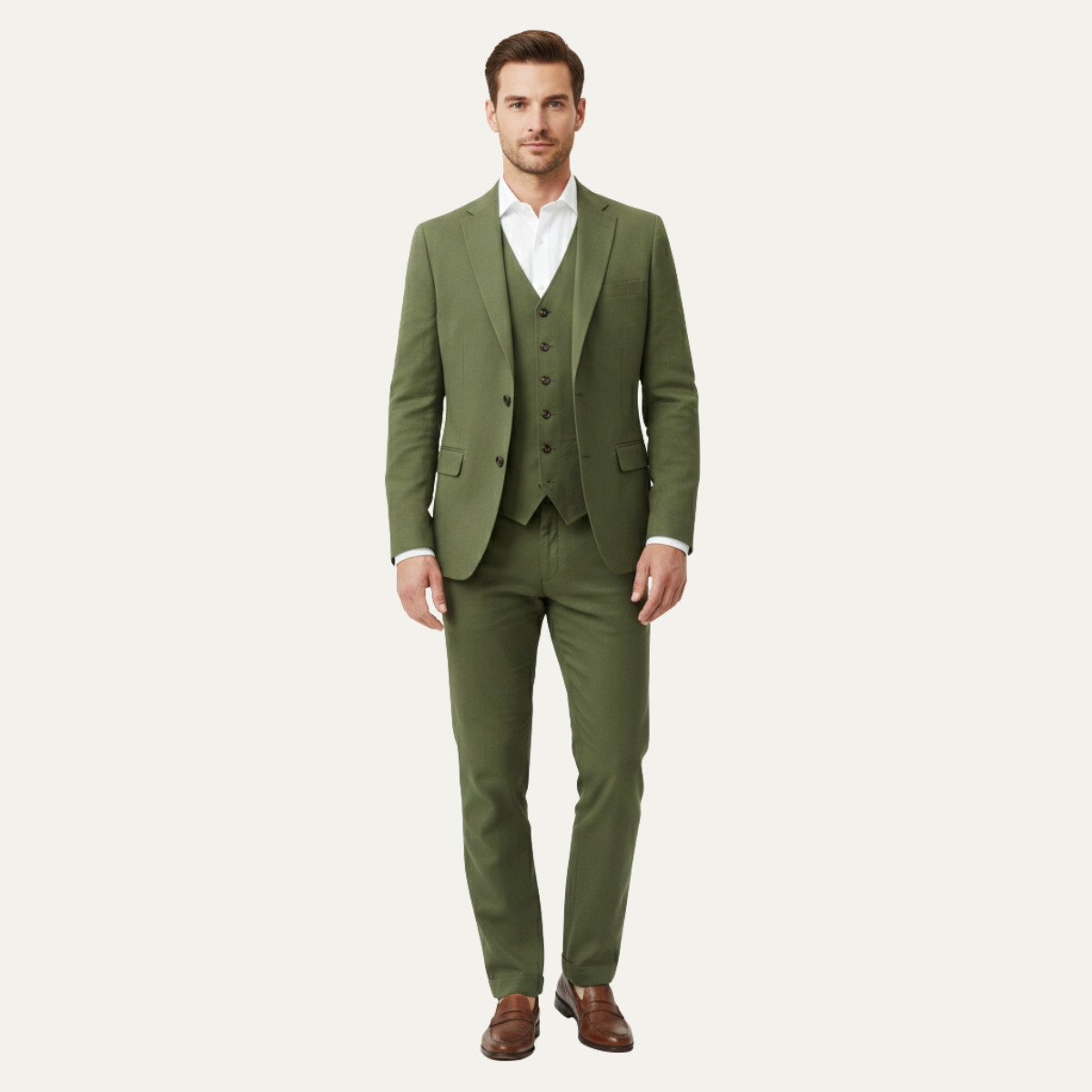 The Davos Men’s Luxury Linen 3 Piece Suit – Jacket, Vest & Pants
