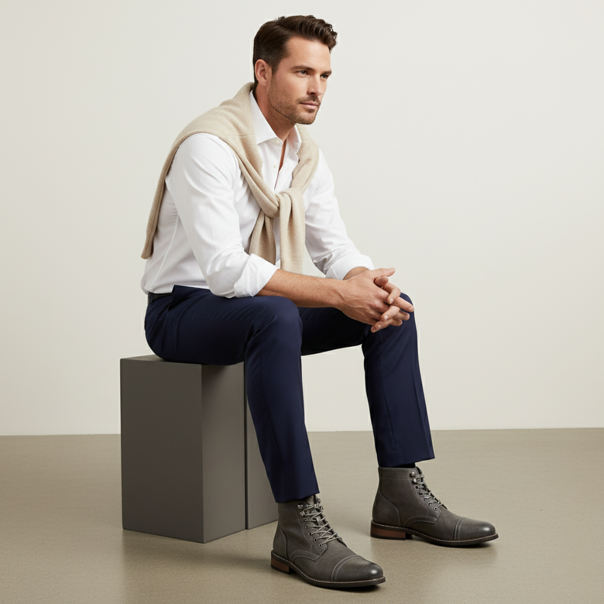 The Porto Cervo Men’s Durable Leather Lace Up Ankle Boots