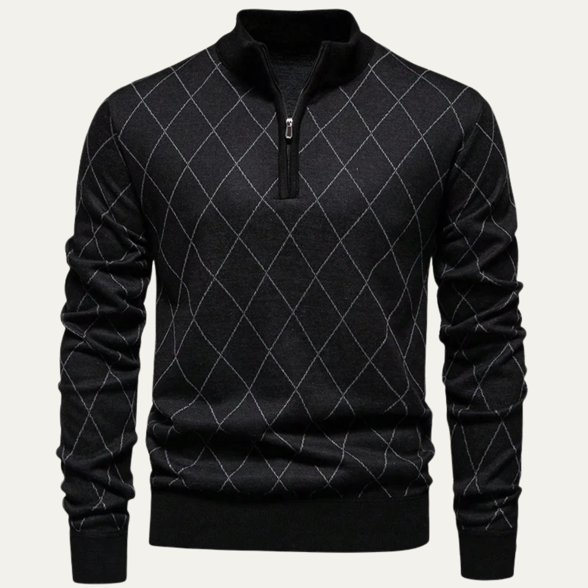 The Novara Men’s Smart Casual Half Zip Knit Sweater – Black