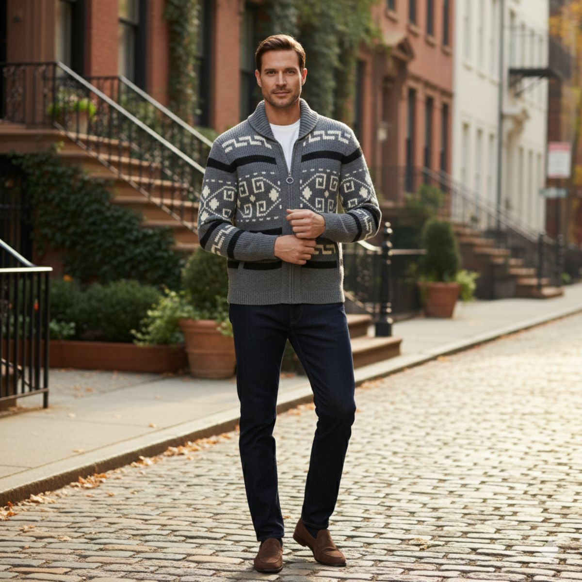 The Orvieto Men’s Vintage Thick Winter Shawl Collar Knit Cardigan