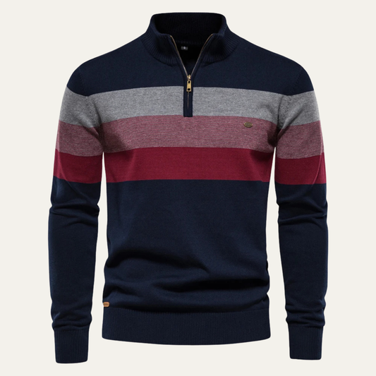 The Terracina Men’s Patchwork Zip Mock Neck Sweater