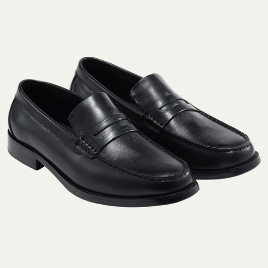 The Brookshire Lane Ridge Men’s Vintage Faux Leather Slip On Loafers — Black