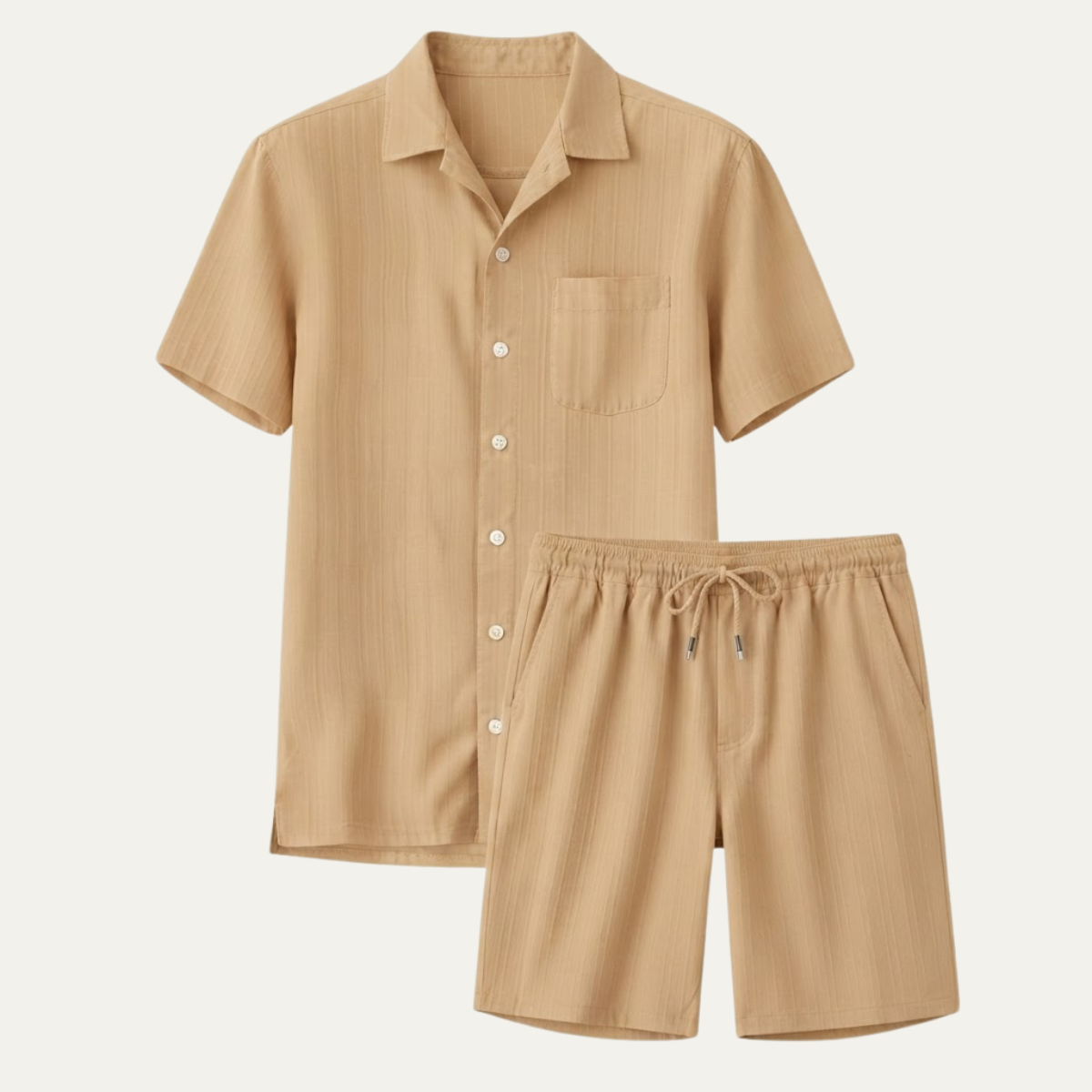 The Cedarfall Men’s Breathable Casual Summer Set – Shirt & Shorts