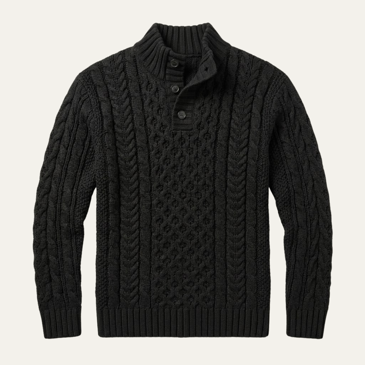 The Brighton Men’s Chunky Button Neck Knit Cable Sweater