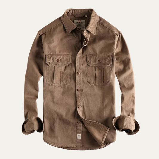 The Hillston Men’s Vintage Washed Utility Casual Cotton Shirt Jacket