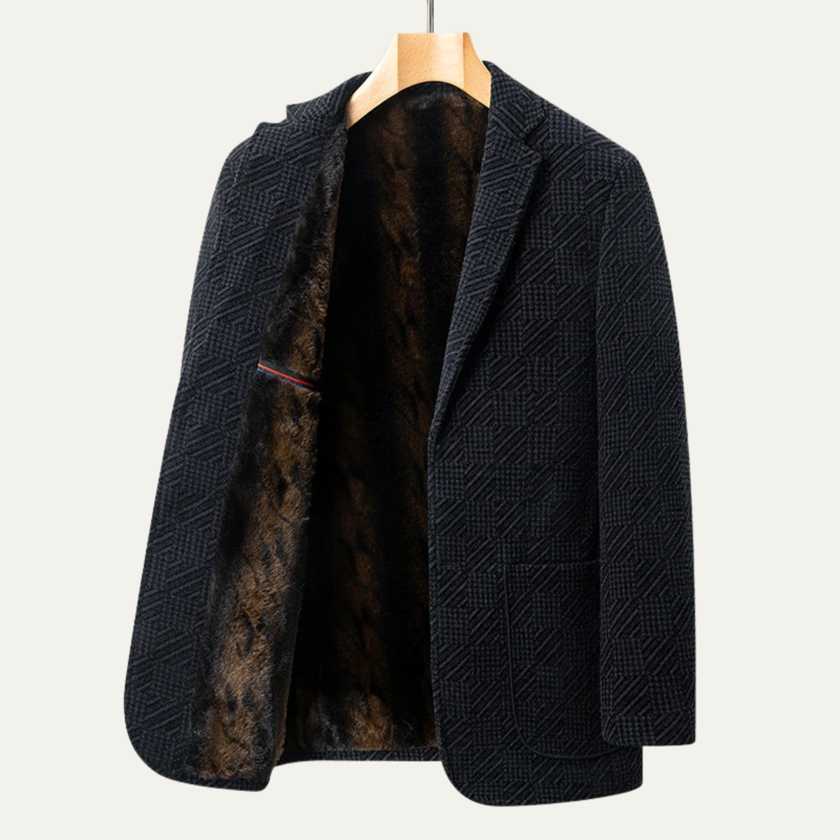 The Mandello Men’s Business Chenille Winter Blazer with Soft Fur Lining