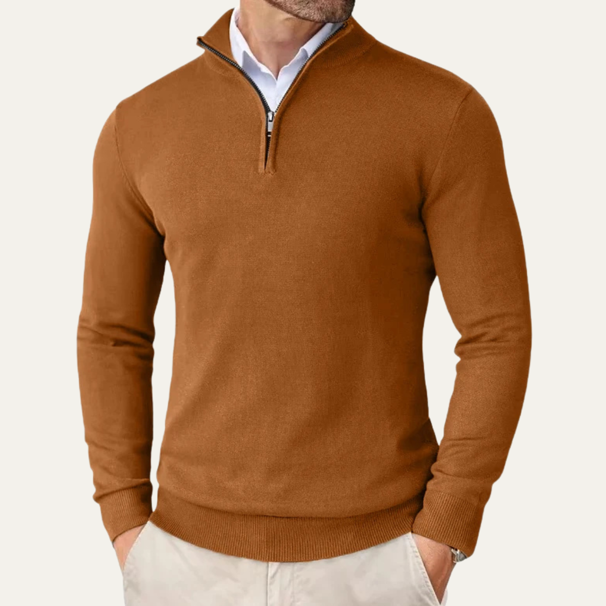 The Elmwood  Men's Quarter Zip Knitted Mock Neck Sweater