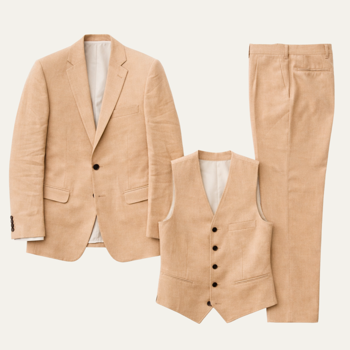 The Fairwood Men’s Classic 3 Piece Linen Summer Suit – Blazer, Vest & Pants