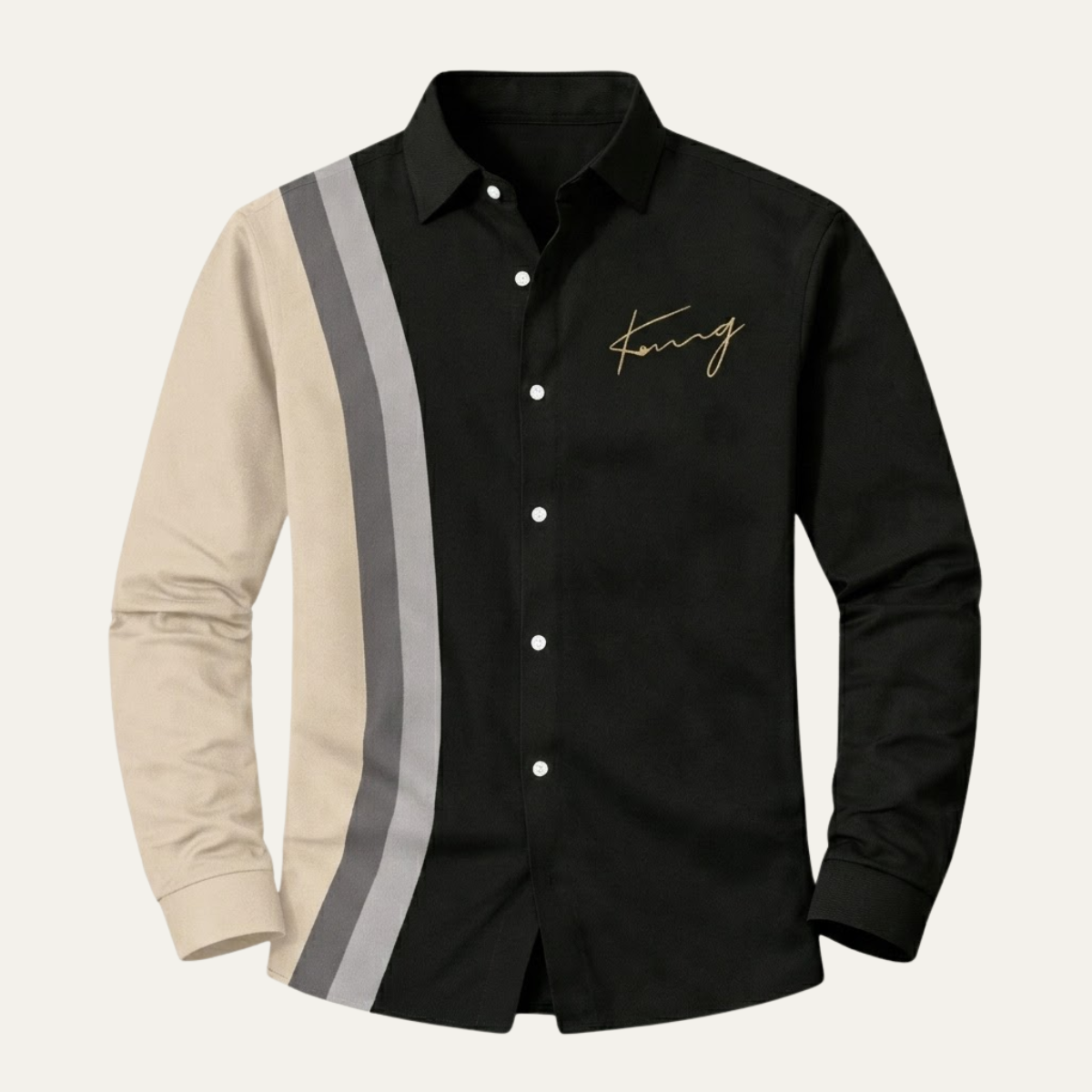 The Manarola Men’s Casual Color Block Striped Dress Shirt