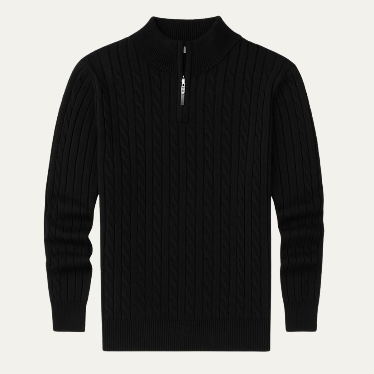 The Wells Cable-knit Quarter Zip Sweater