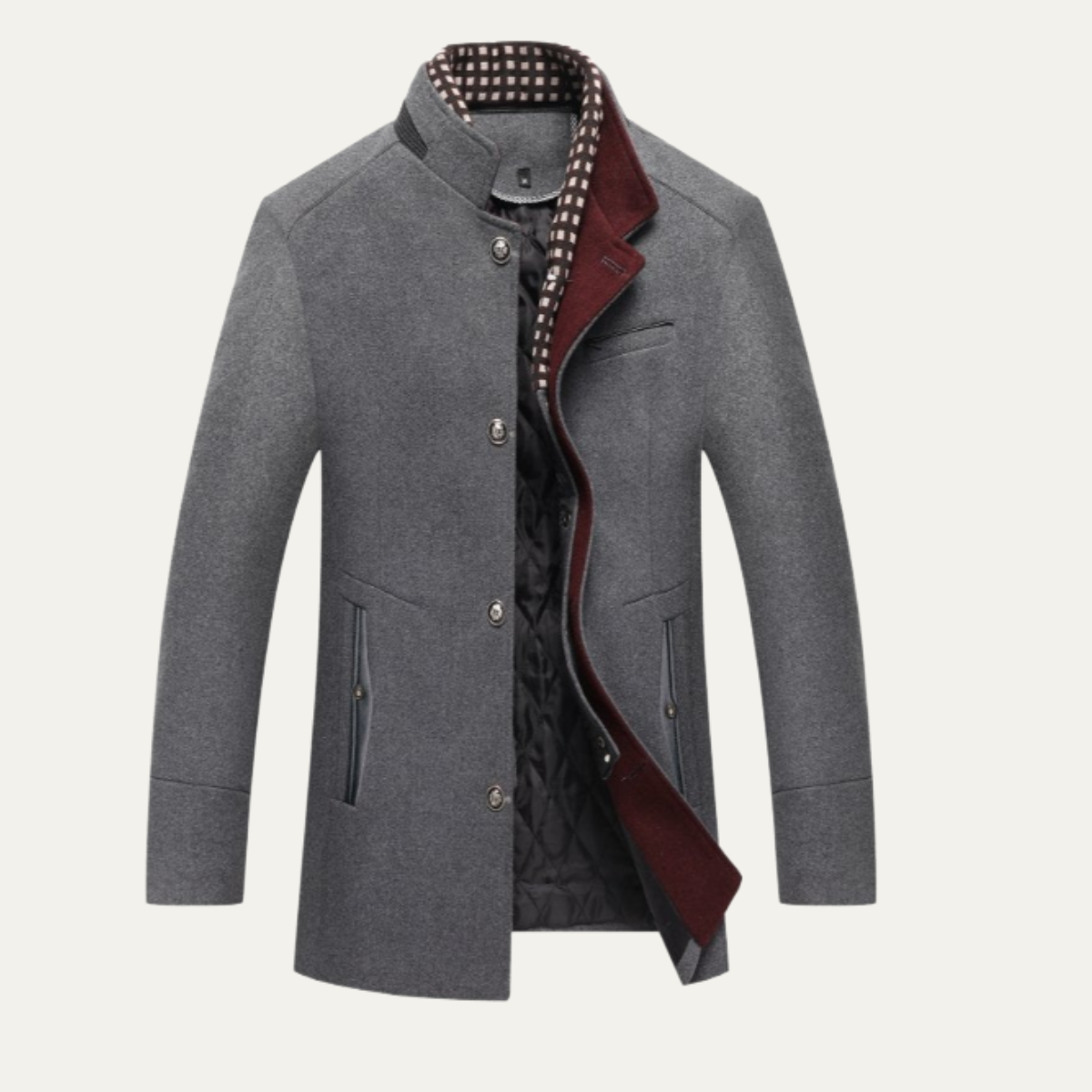 The Brookstone Men’s Elegant Classic Wool Winter Coat with Quilted Lining