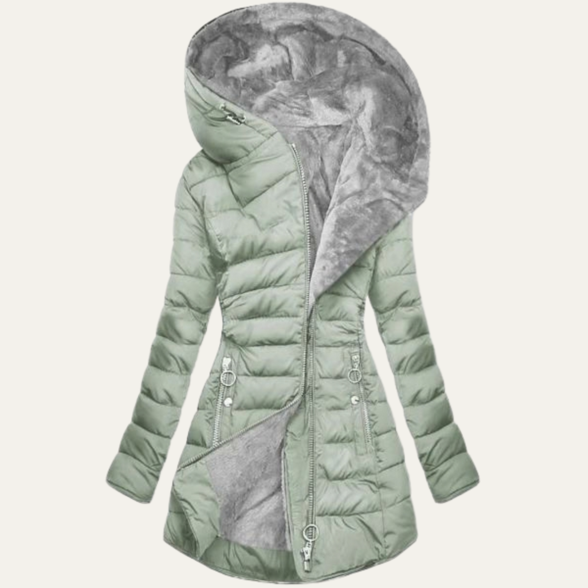 Women's Fur Hooded Puffer Coat – Long Quilted Winter Jacket