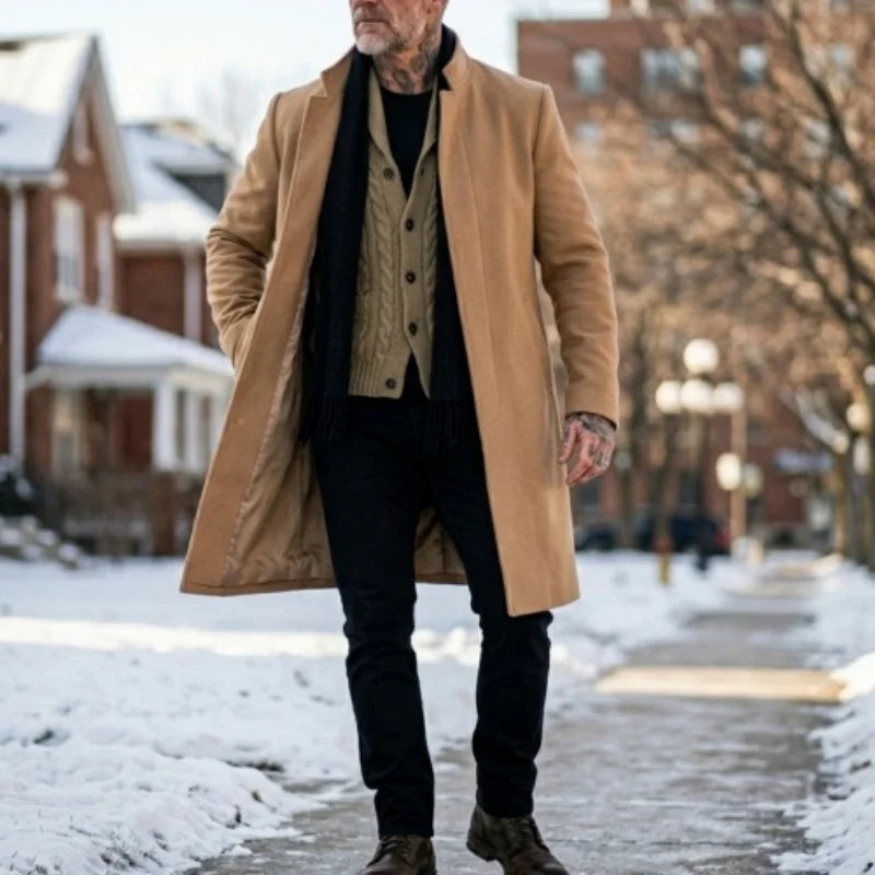 The San Clemente Men’s Concealed Button Casual Overcoat