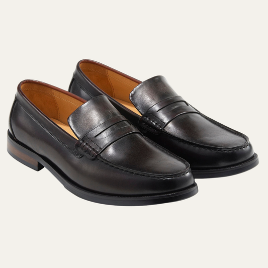 The Brookshire Lane Ridge Men’s Vintage Genuine Faux Leather Slip On Loafers - Brown