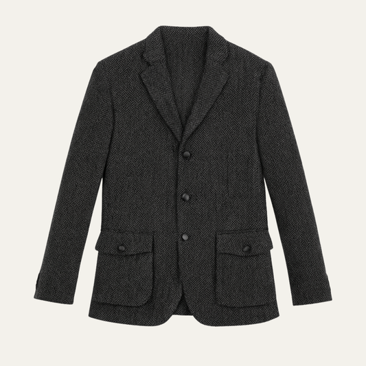 The Ortisei Men's TweedSingle Breasted Business Blazer Suit - Dark Gray