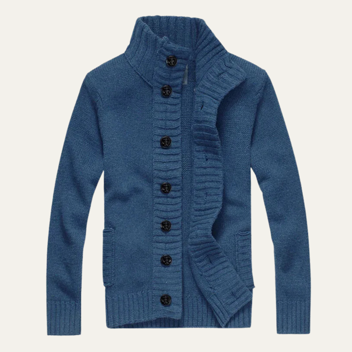 The Athens Men’s Winter Front Button Stand Collar Knit Cardigan