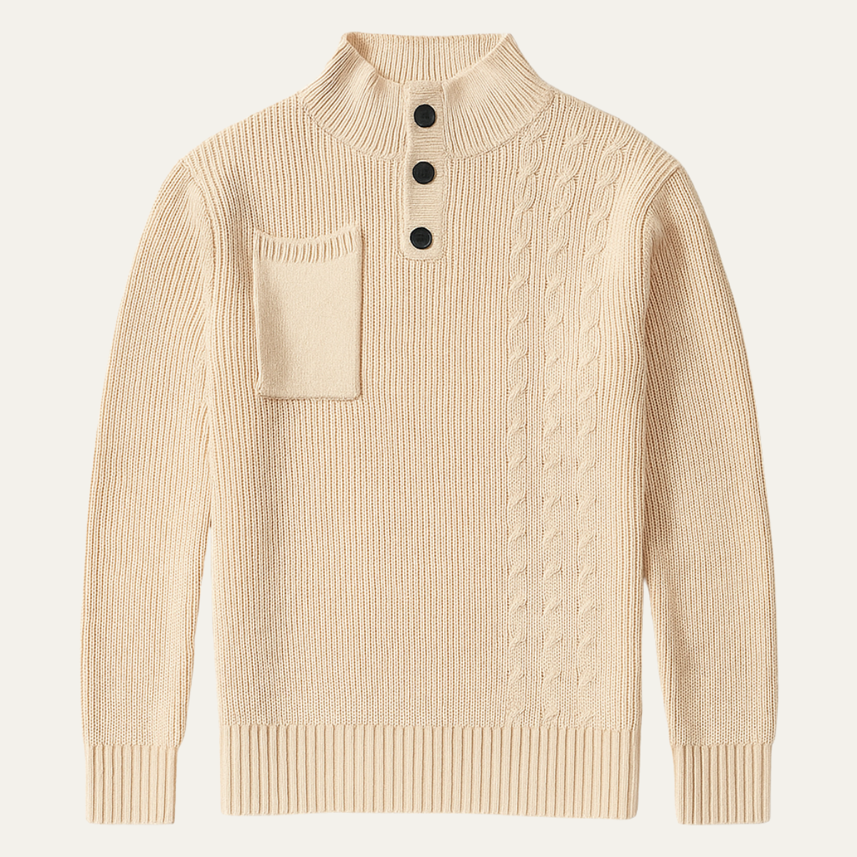 The Westgate Men’s Stand Collar Knit Sweater with Button Detail