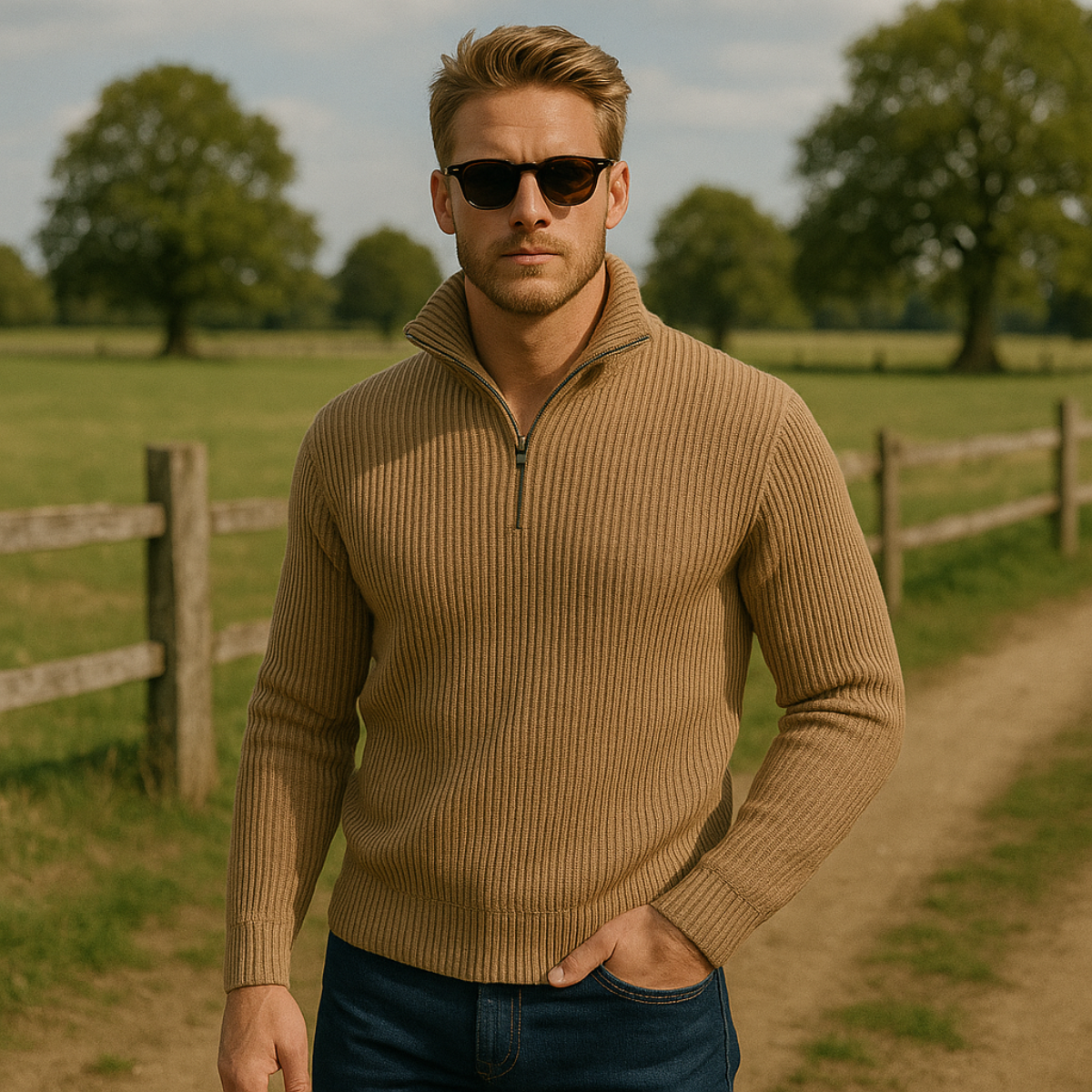 The Merino Knitted Quarter Zip Sweater