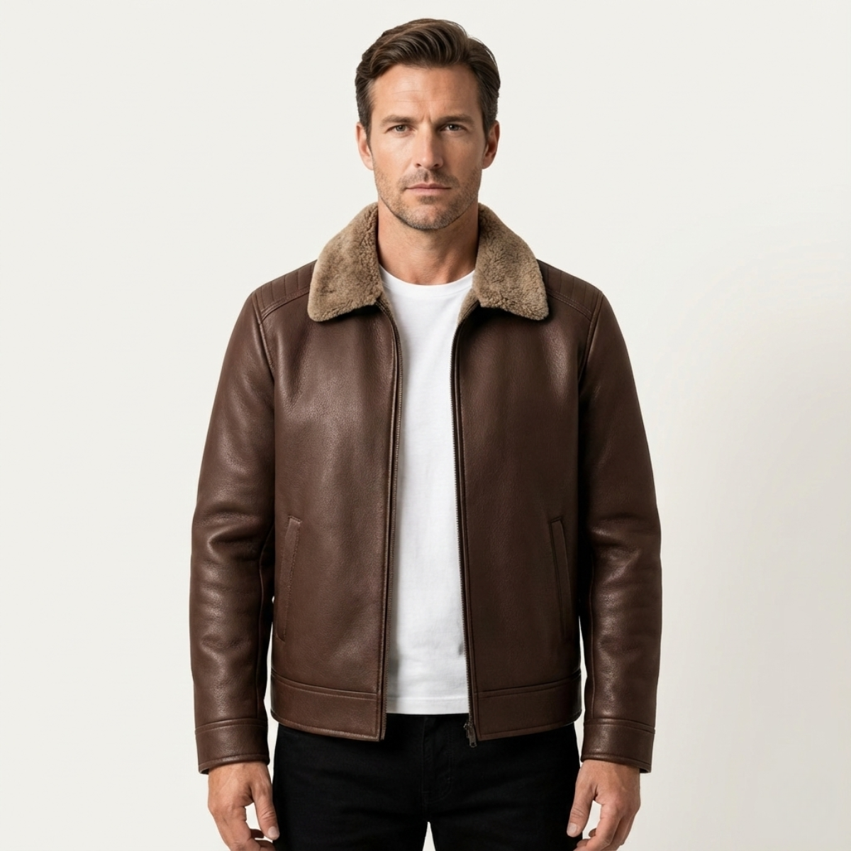 The Pantelleria Men’s Winter Fleece Lined Faux Leather Jacket
