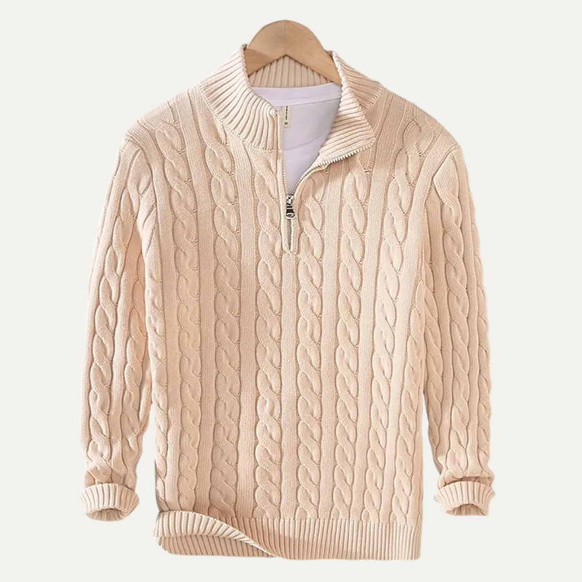 The Ashmeadow Men’s Soft 100% Cotton Cable Knit Half Zip Sweater