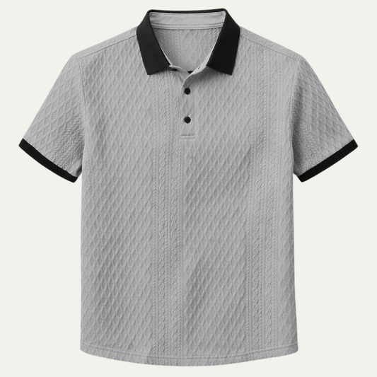 The Glenbrook Hill Men’s Casual Textured Polo Shirt with Contrast Collar