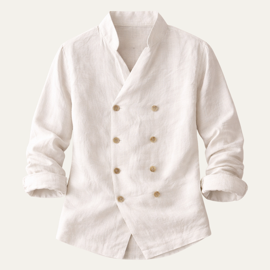 The Silverbrook Ridge Men’s Vintage Stand Collar Double Breasted Shirt