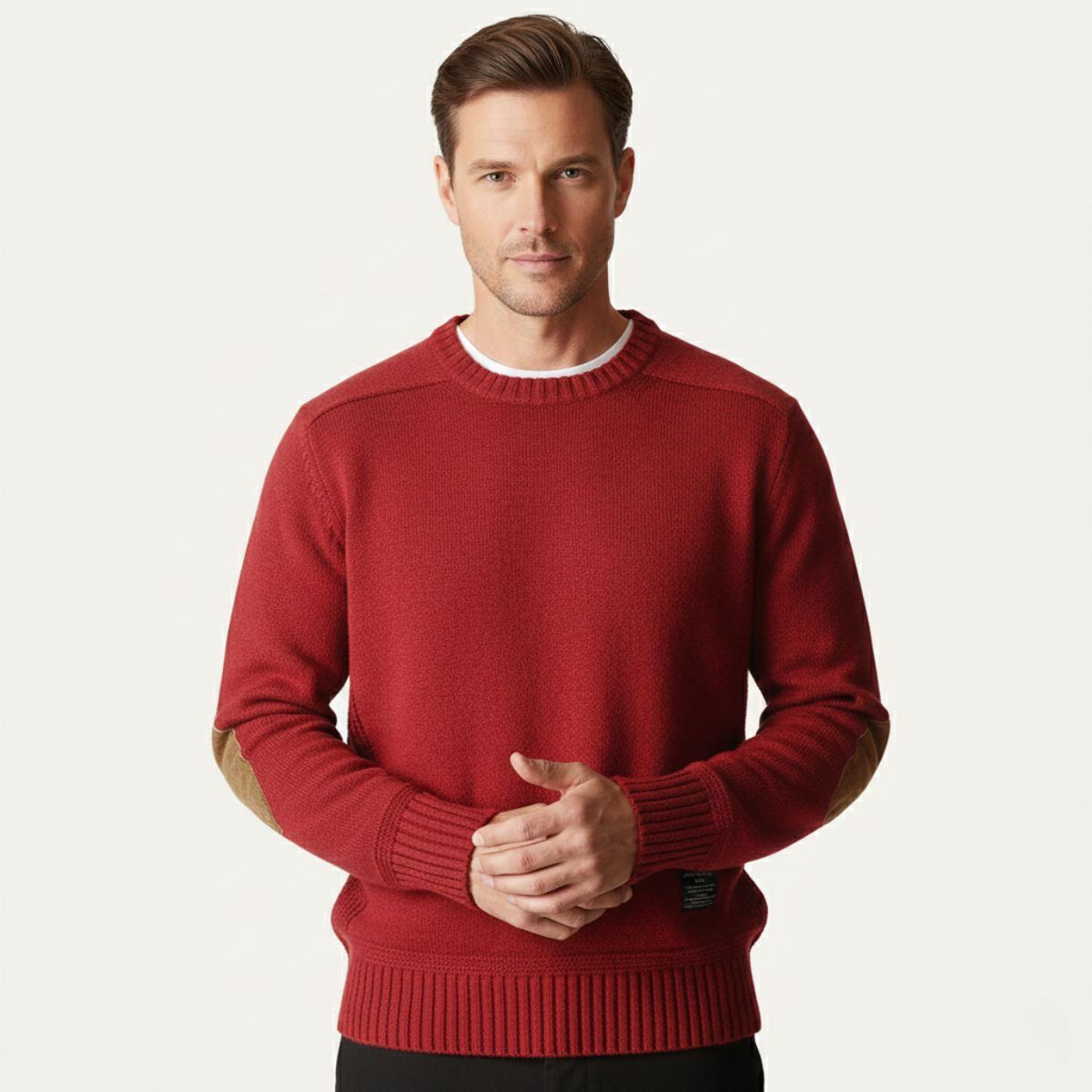 The Briarwood Men’s Oversized Knit Sweater with Elbow Patches