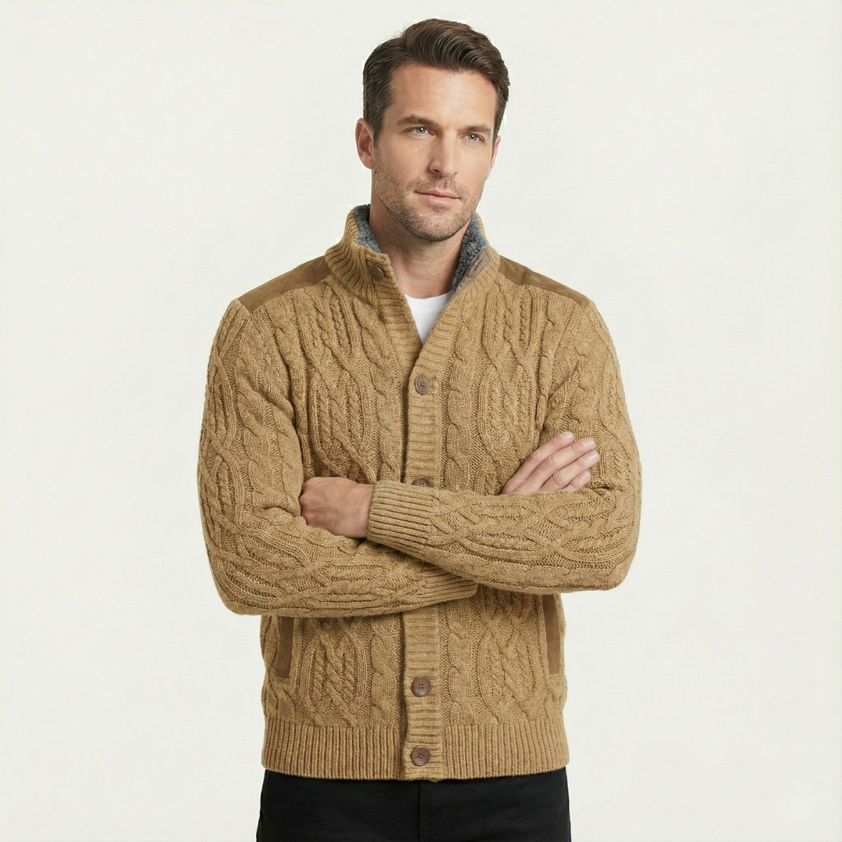 The Maplewood Men’s Winter Fleece Lined Wool Cardigan