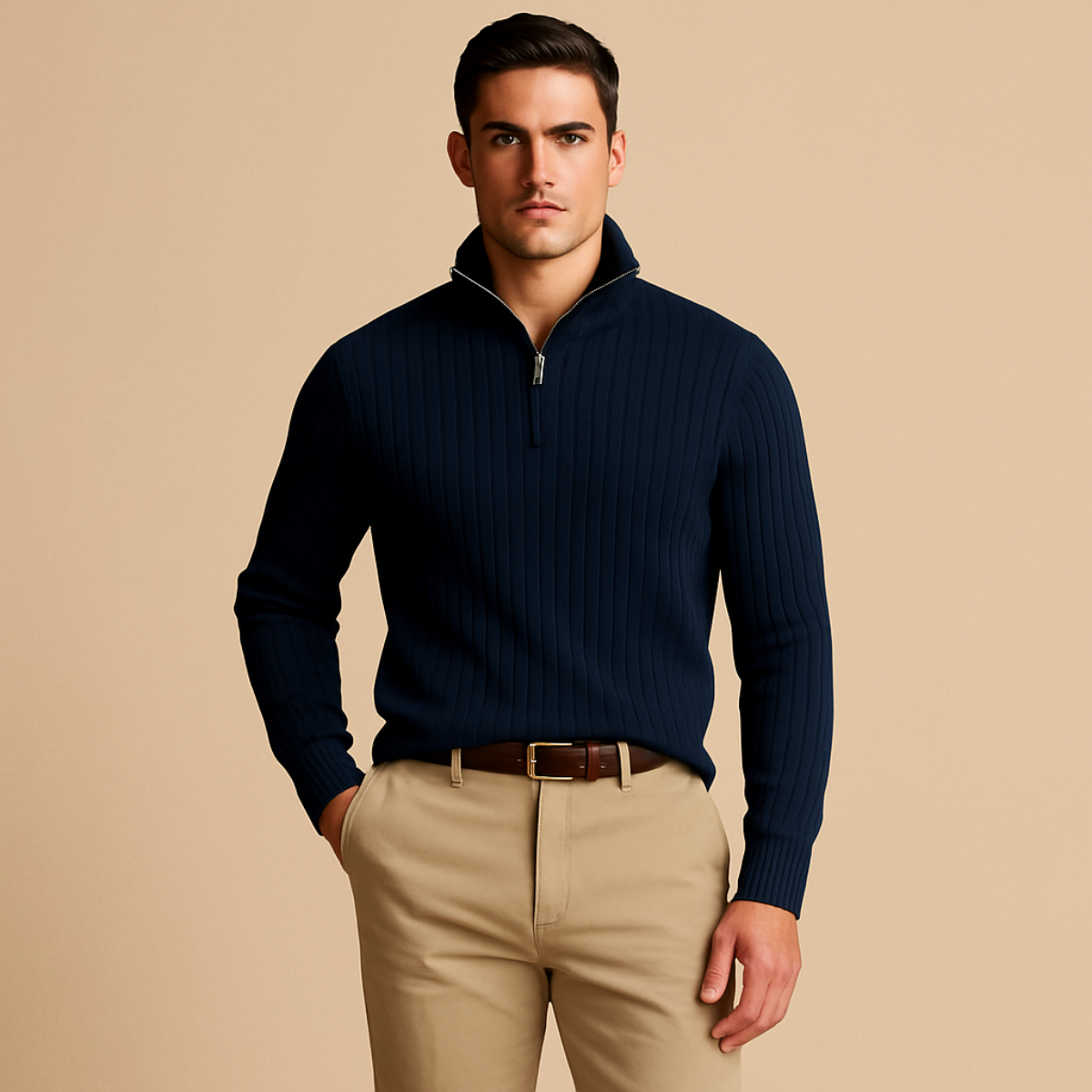 The Ashford Ribbed Half Zip Sweater for Men