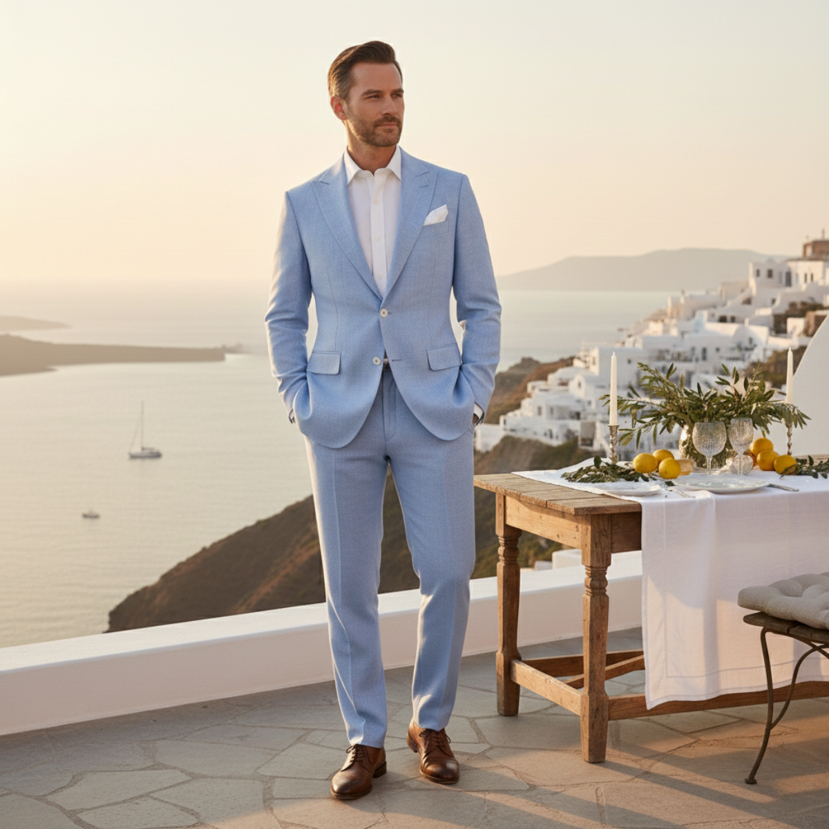 The Lugano Men’s Elegant Linen Suit Set – Blazer & Pants