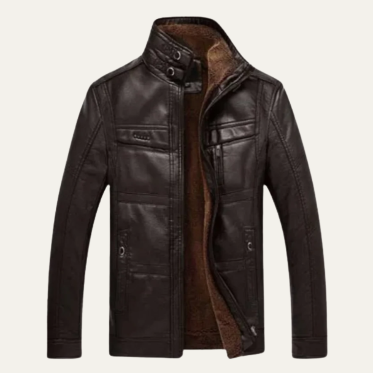 The Arlington Men’s Stylish Leather Winter Coat with Warm Fleece Lining