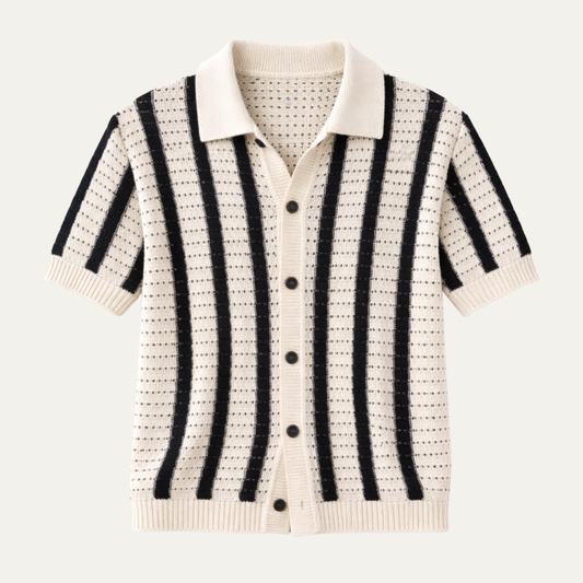 The Bristol Men’s Breathable Striped Knitted Polo Shirt